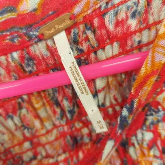 Free People Floral Printed Ruffled Up Crop Top Cotton and Linen Size Medium - Picture 3 of 8